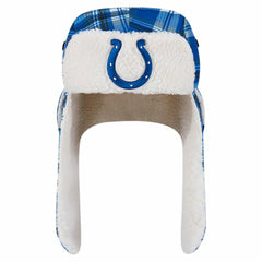 Indianapolis Colts New Era Sideline Plaid Sherpa Trapper Hat - Royal - NFL
