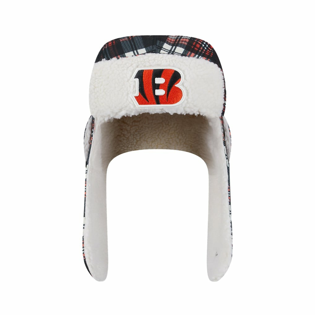 Cincinnati Bengals New Era Sideline Plaid Sherpa Trapper Hat - Black - NFL
