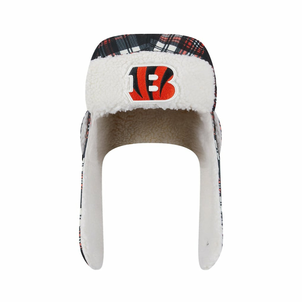 Cincinnati Bengals New Era Sideline Plaid Sherpa Trapper Hat - Black - NFL