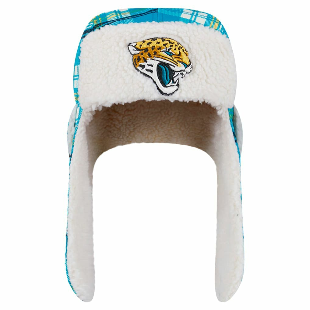 Jacksonville Jaguars New Era Sideline Plaid Sherpa Trapper Hat - Teal - NFL