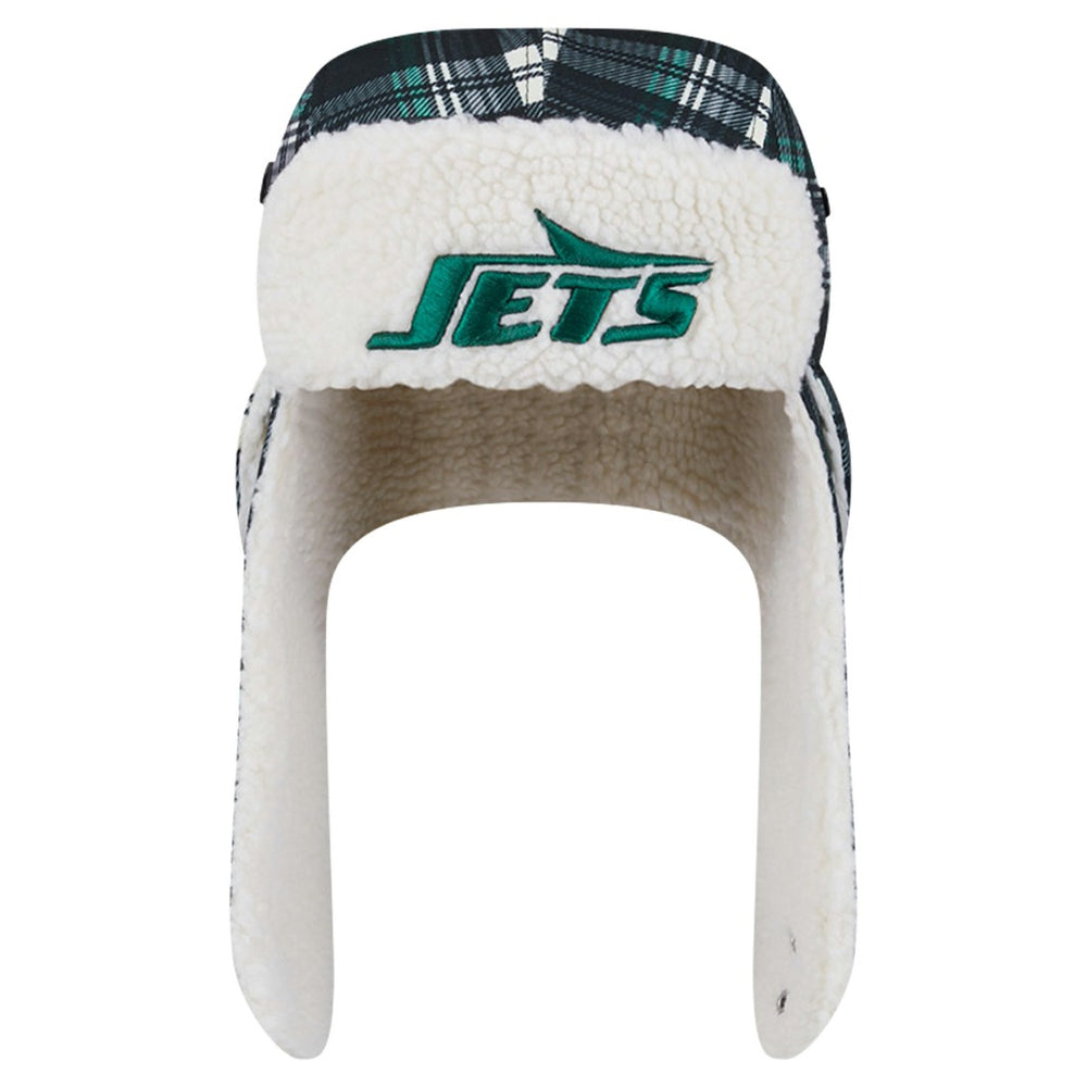 New York Jets New Era Sideline Plaid Sherpa Trapper Hat - Black - NFL