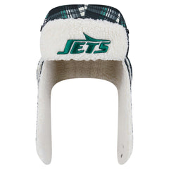 New York Jets New Era Sideline Plaid Sherpa Trapper Hat - Black - NFL