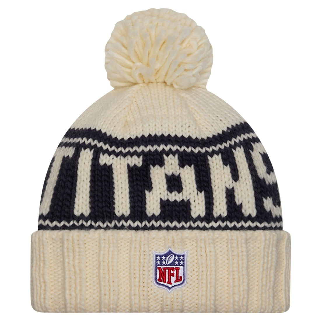 Tennessee Titans New Era Women's 2024 Sideline Cuffed Knit Hat with Pom - Cream - NFL