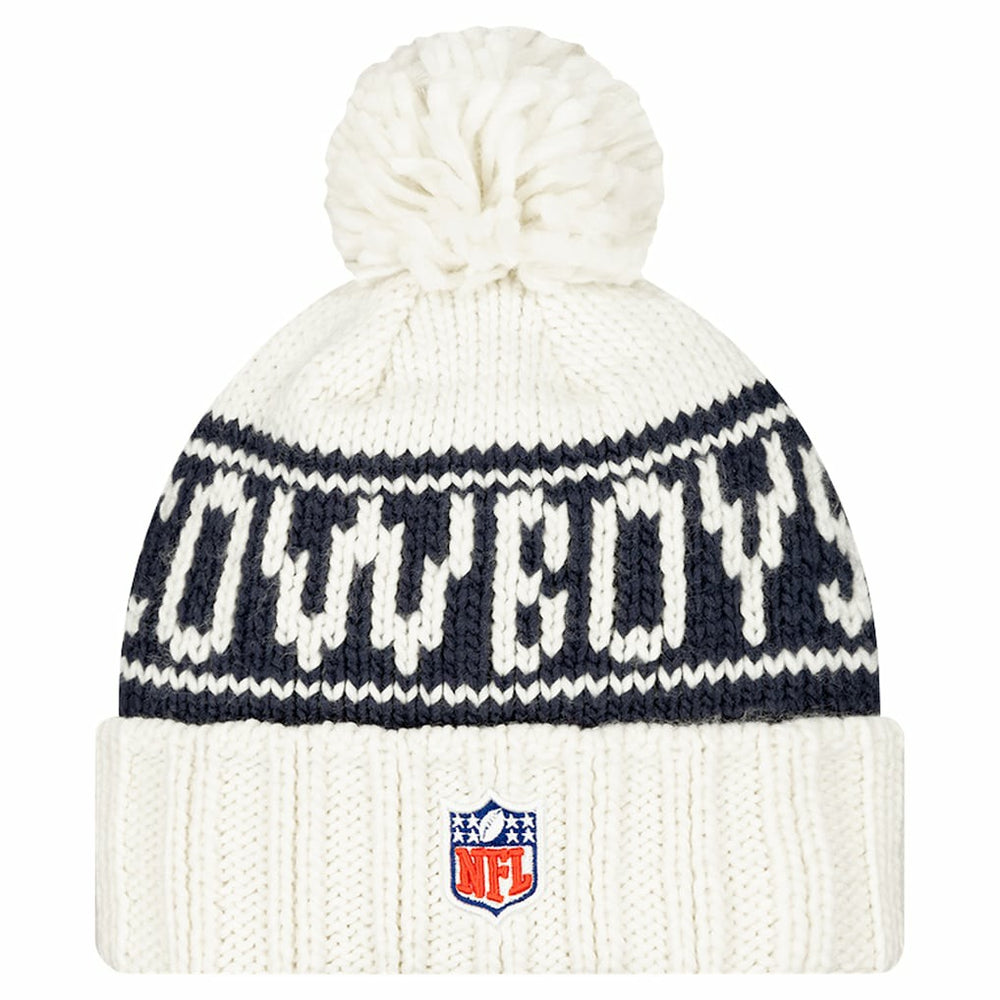 Dallas Cowboys New Era Women's 2024 Sideline Cuffed Knit Hat with Pom - White - NFL