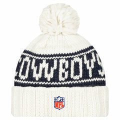 Dallas Cowboys New Era Women's 2024 Sideline Cuffed Knit Hat with Pom - White - NFL