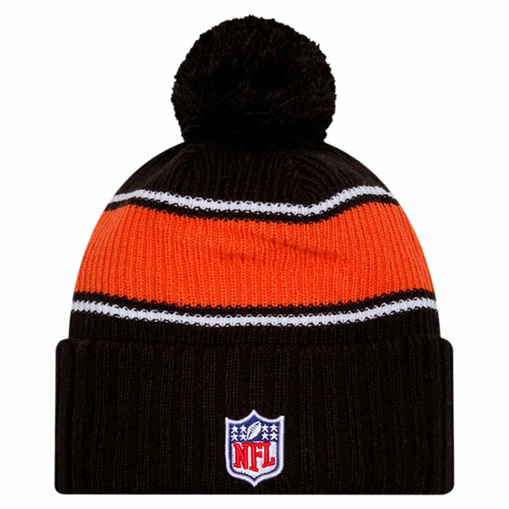 Cincinnati Bengals New Era Youth 2024 Sideline Sport Cuffed Knit Hat with Pom - Black - NFL