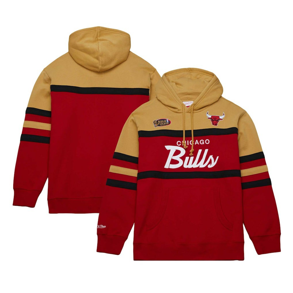 Mitchell & Ness Chicago Bulls Head Coach Pullover Hoodie Red/Gold