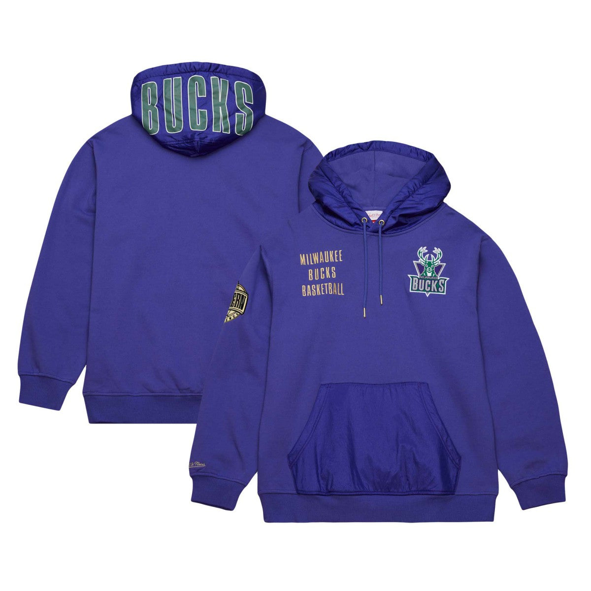 Mitchell & Ness Milwaukee Bucks Team OG 2.0 Vintage Logo Fleece Pullover Hoodie Purple