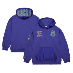 Mitchell & Ness Milwaukee Bucks Team OG 2.0 Vintage Logo Fleece Pullover Hoodie Purple