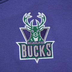 Mitchell & Ness Milwaukee Bucks Team OG 2.0 Vintage Logo Fleece Pullover Hoodie Purple