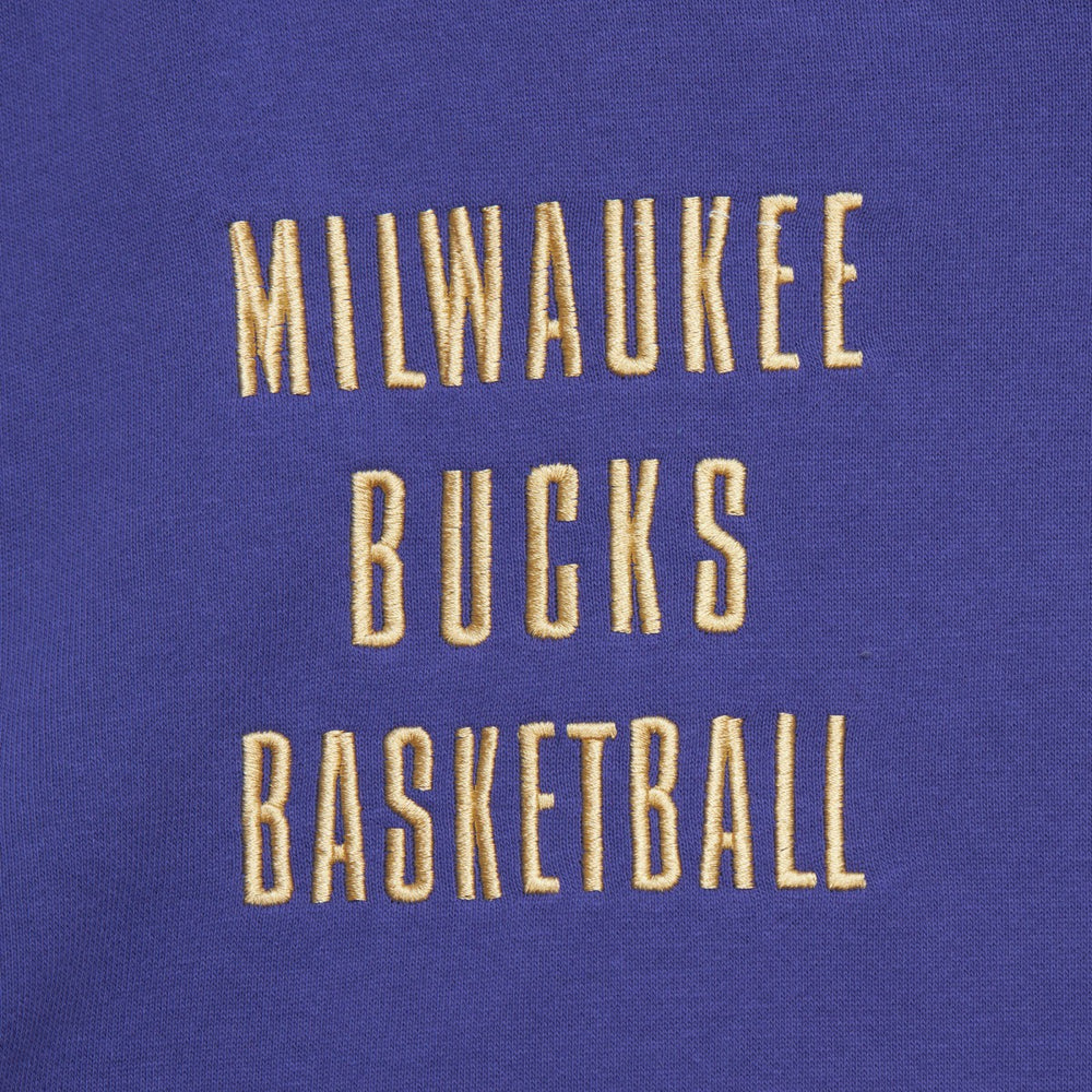 Mitchell & Ness Milwaukee Bucks Team OG 2.0 Vintage Logo Fleece Pullover Hoodie Purple