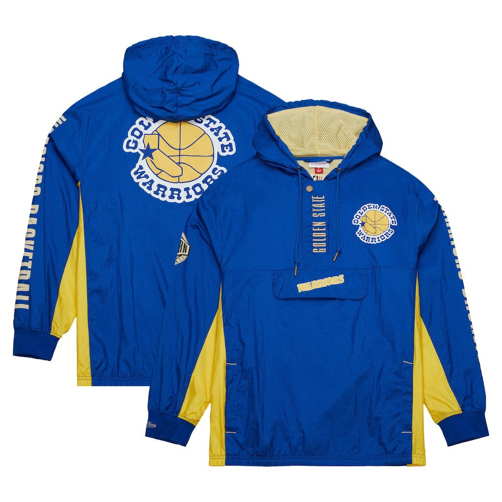 Mitchell & Ness Golden State Warriors Team OG 2.0 Vintage Logo Anorak Windbreaker Quarter-Zip Jacket Royal