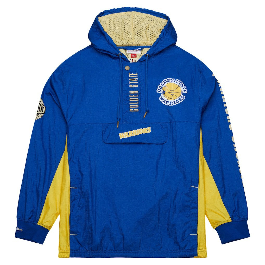 Mitchell & Ness Golden State Warriors Team OG 2.0 Vintage Logo Anorak Windbreaker Quarter-Zip Jacket Royal