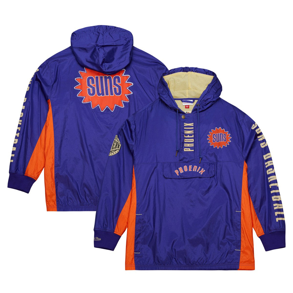 Mitchell & Ness Phoenix Suns Team OG 2.0 Vintage Logo Anorak Windbreaker Quarter-Zip Jacket Purple