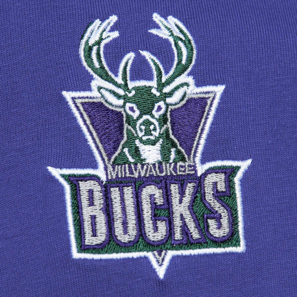 Mitchell & Ness Milwaukee Bucks Hardwood Classics Team OG 2.0 Premium Vintage Logo T-Shirt Purple