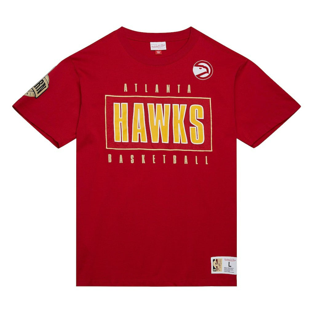 Mitchell & Ness Atlanta Hawks Hardwood Classics Team OG 2.0 Premium Vintage Logo T-Shirt Red