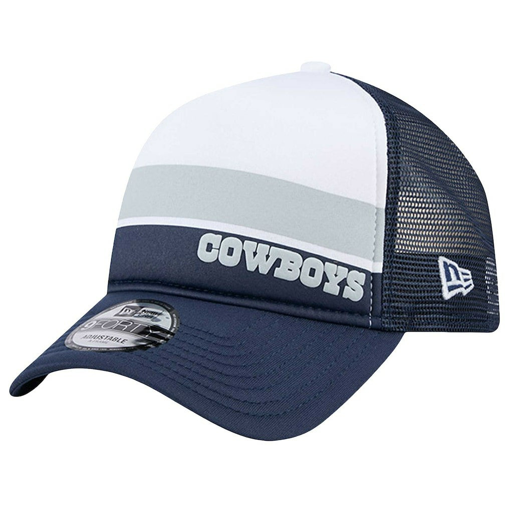 Dallas Cowboys New Era Sport Night Color Block 9FORTY A-Frame Trucker Adjustable Hat - White/Navy - NFL