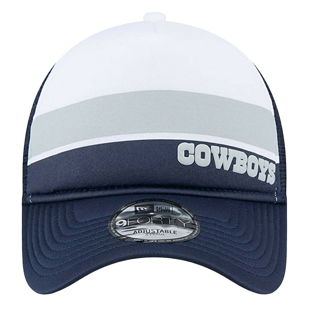 Dallas Cowboys New Era Sport Night Color Block 9FORTY A-Frame Trucker Adjustable Hat - White/Navy - NFL