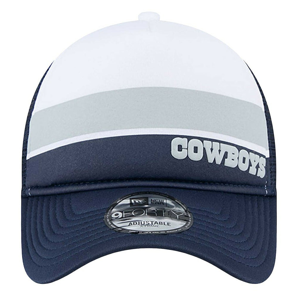 Dallas Cowboys New Era Sport Night Color Block 9FORTY A-Frame Trucker Adjustable Hat - White/Navy - NFL