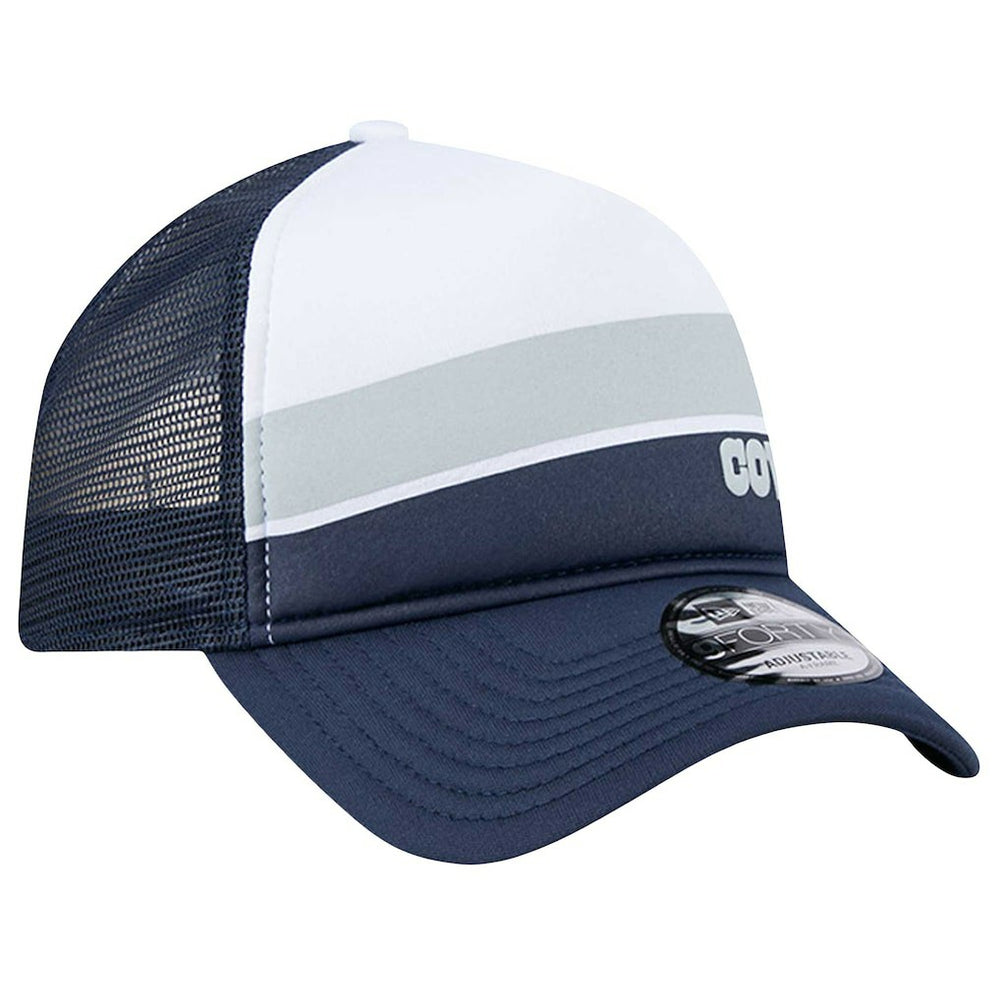 Dallas Cowboys New Era Sport Night Color Block 9FORTY A-Frame Trucker Adjustable Hat - White/Navy - NFL