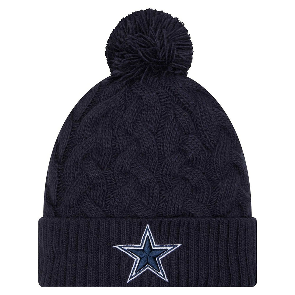 Dallas Cowboys New Era Women's Cable Knit Hat with Pom - Navy - NFL