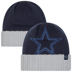 Dallas Cowboys New Era Oversize Cuffed Knit Hat - Navy/Gray - NFL
