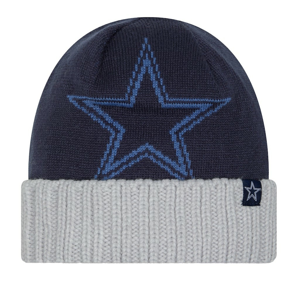 Dallas Cowboys New Era Oversize Cuffed Knit Hat - Navy/Gray - NFL