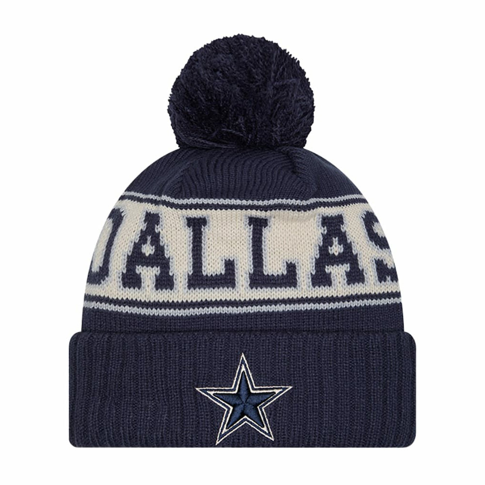 Dallas Cowboys New Era Retro Cuffed Knit Hat with Pom - Navy - NFL