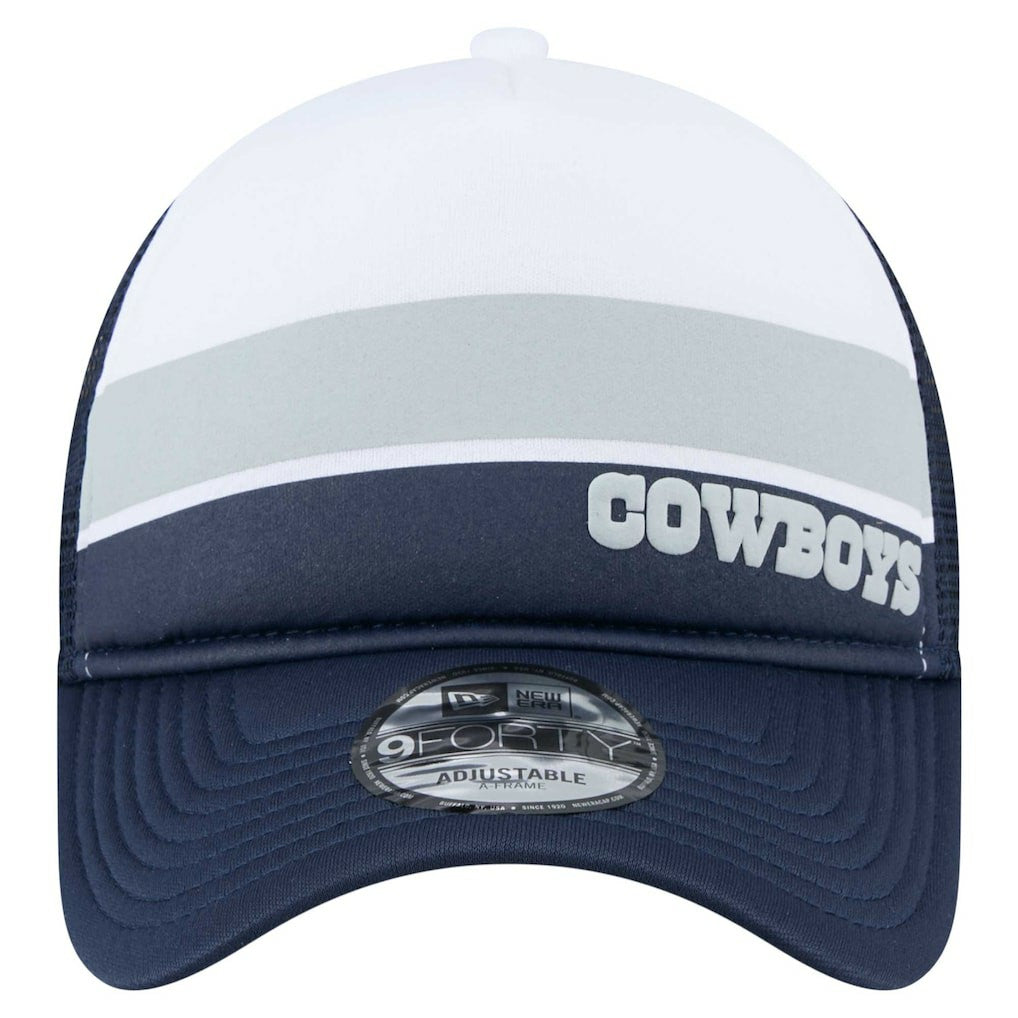 Dallas Cowboys New Era Youth Sport Night Color Block 9FORTY A-Frame Trucker Adjustable Hat - White/Navy - NFL