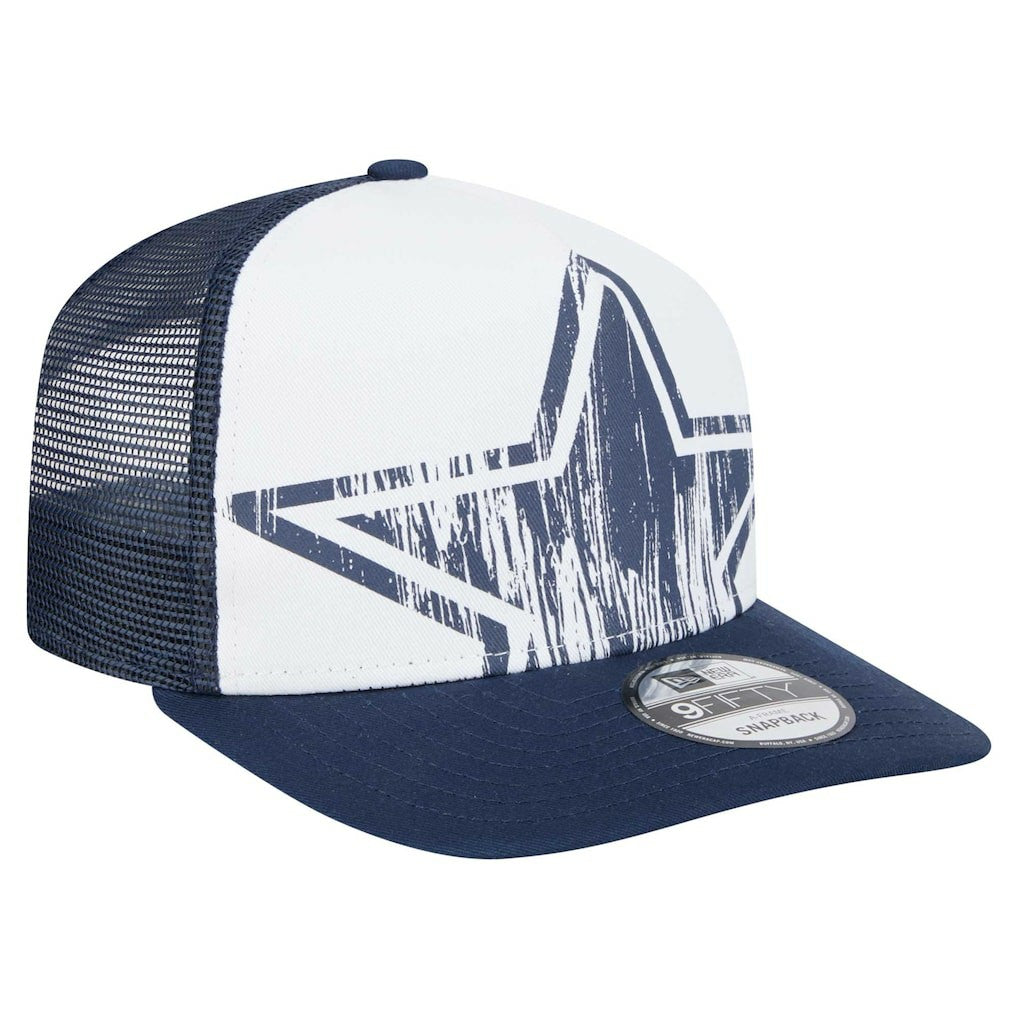Dallas Cowboys New Era Youth Distressed 9FIFTY A-Frame Snapback Hat - White/Navy - NFL