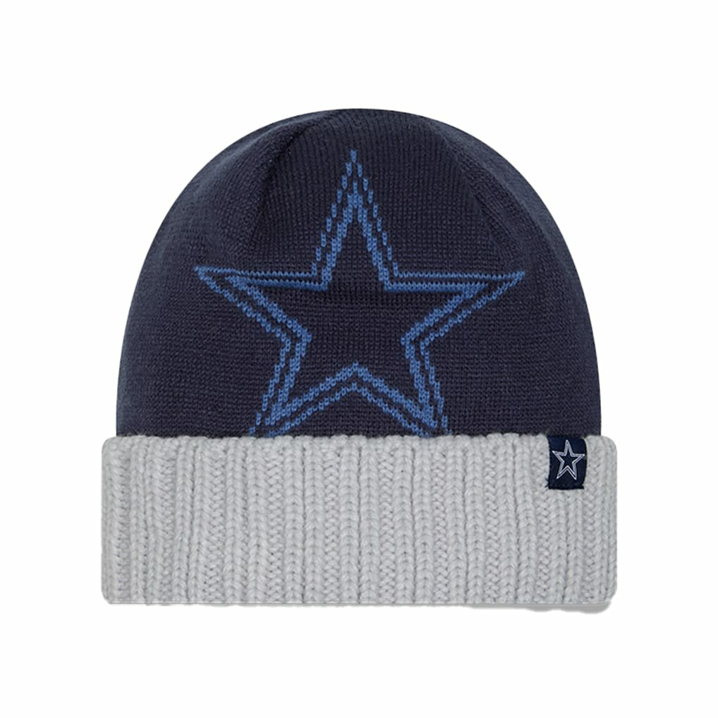 Dallas Cowboys New Era Youth Oversize Cuffed Knit Hat - Navy - NFL
