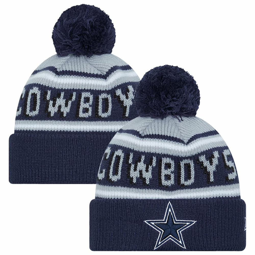 Dallas Cowboys New Era Preschool Main Wordmark Cuffed Knit Hat with Pom - Navy - NFL