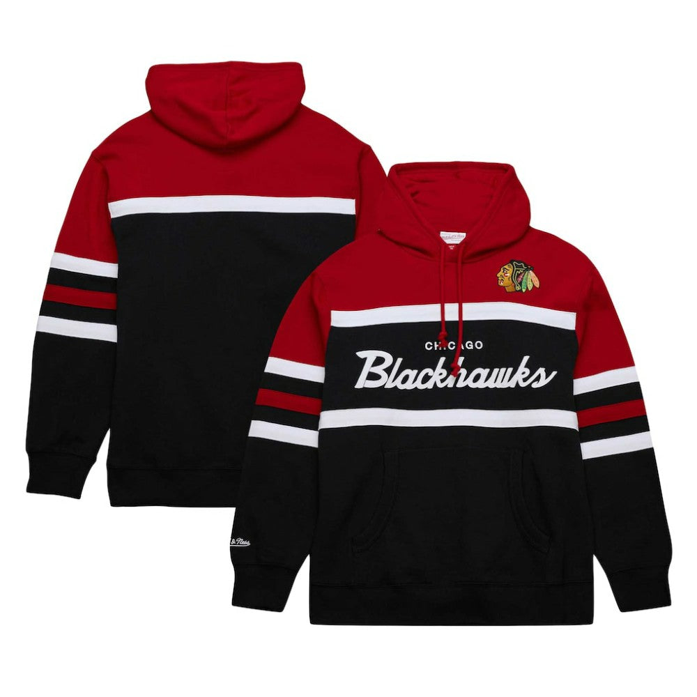 Chicago Blackhawks Mitchell & Ness Head Coach Pullover Hoodie - Black/Red | NHL Clearance