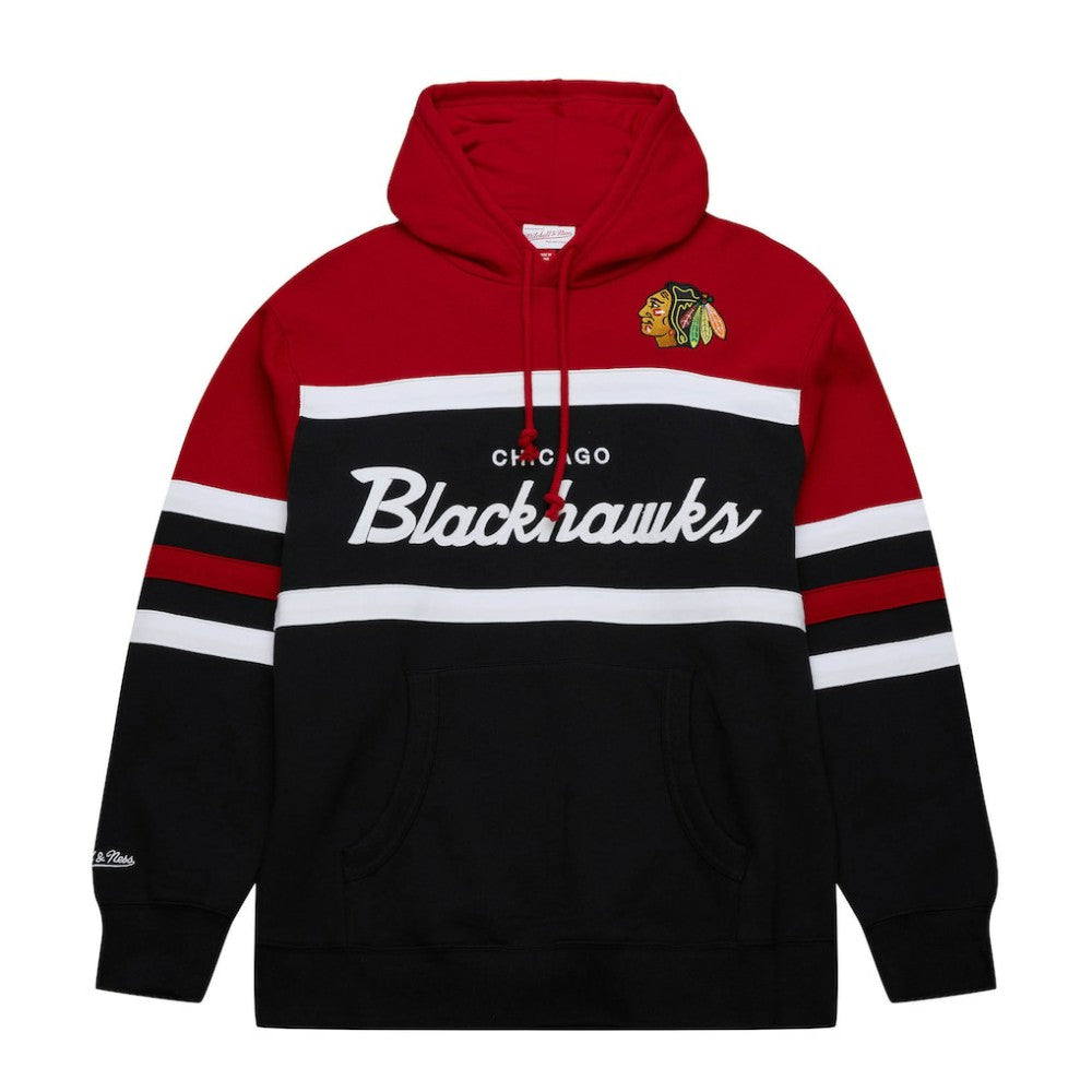 Chicago Blackhawks Mitchell & Ness Head Coach Pullover Hoodie - Black/Red | NHL Clearance