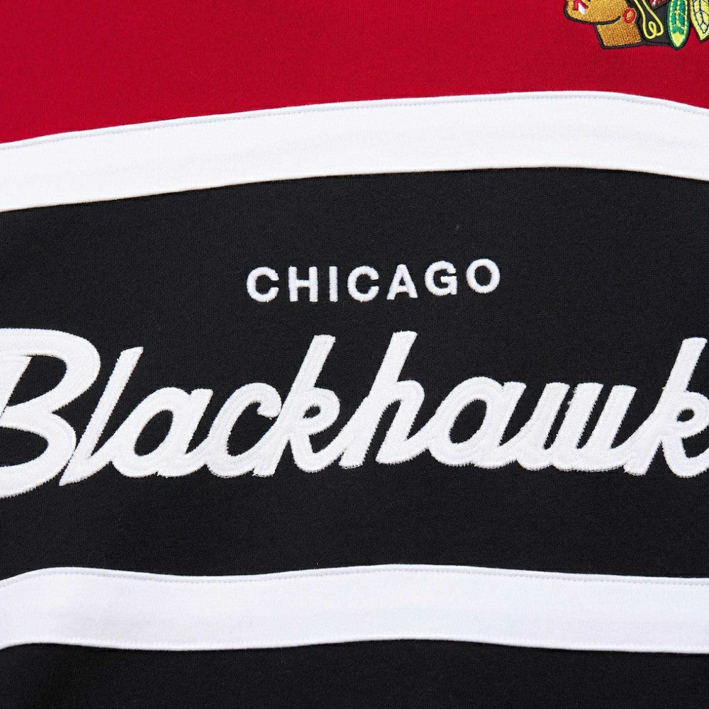 Chicago Blackhawks Mitchell & Ness Head Coach Pullover Hoodie - Black/Red | NHL Clearance