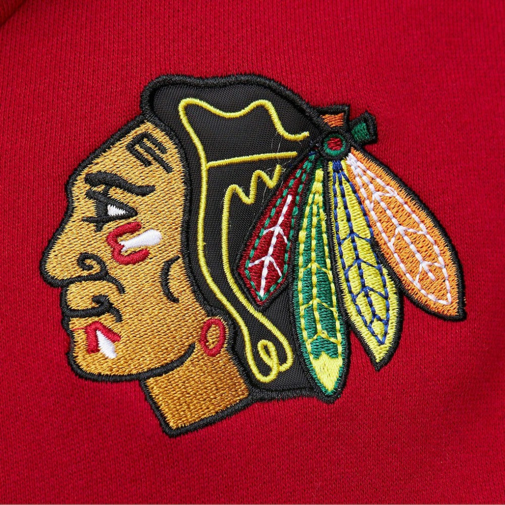 Chicago Blackhawks Mitchell & Ness Head Coach Pullover Hoodie - Black/Red | NHL Clearance