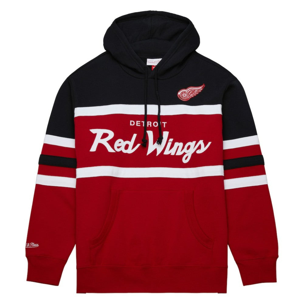 Detroit Red Wings Mitchell & Ness Head Coach Pullover Hoodie - Red/Black | NHL Lifestyle