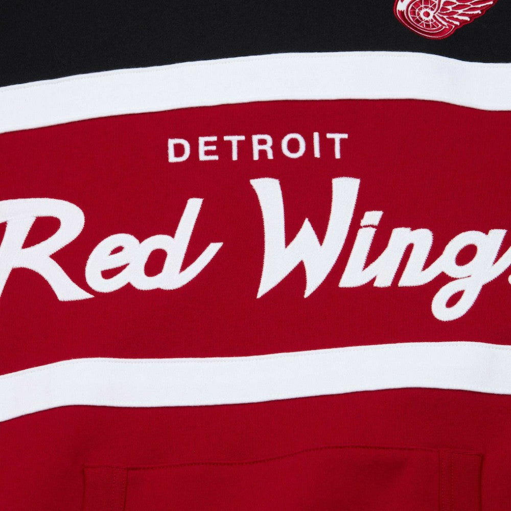 Detroit Red Wings Mitchell & Ness Head Coach Pullover Hoodie - Red/Black | NHL Lifestyle