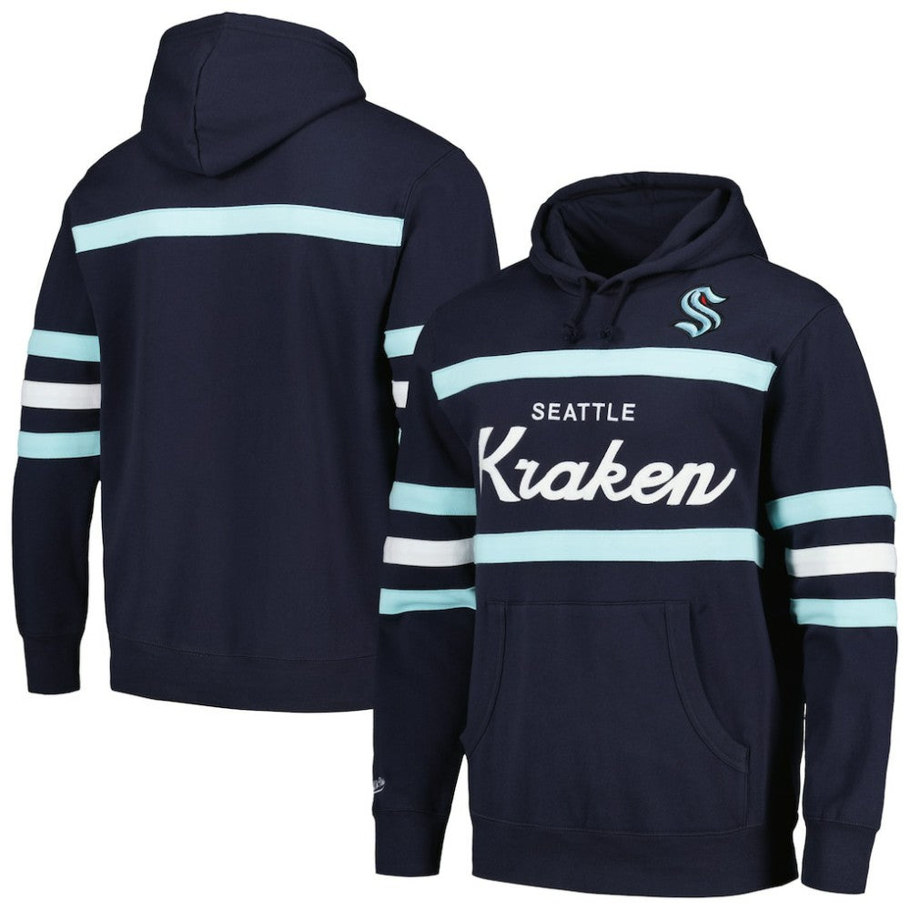 Seattle Kraken Mitchell & Ness Head Coach Pullover Hoodie - Deep Sea Blue | NHL on sale