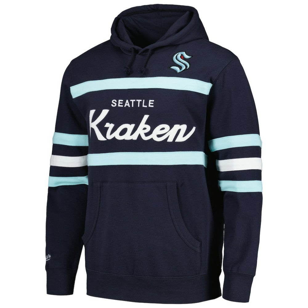 Seattle Kraken Mitchell & Ness Head Coach Pullover Hoodie - Deep Sea Blue | NHL on sale