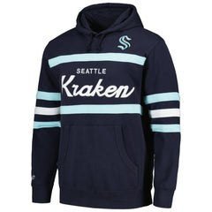 Seattle Kraken Mitchell & Ness Head Coach Pullover Hoodie - Deep Sea Blue | NHL on sale