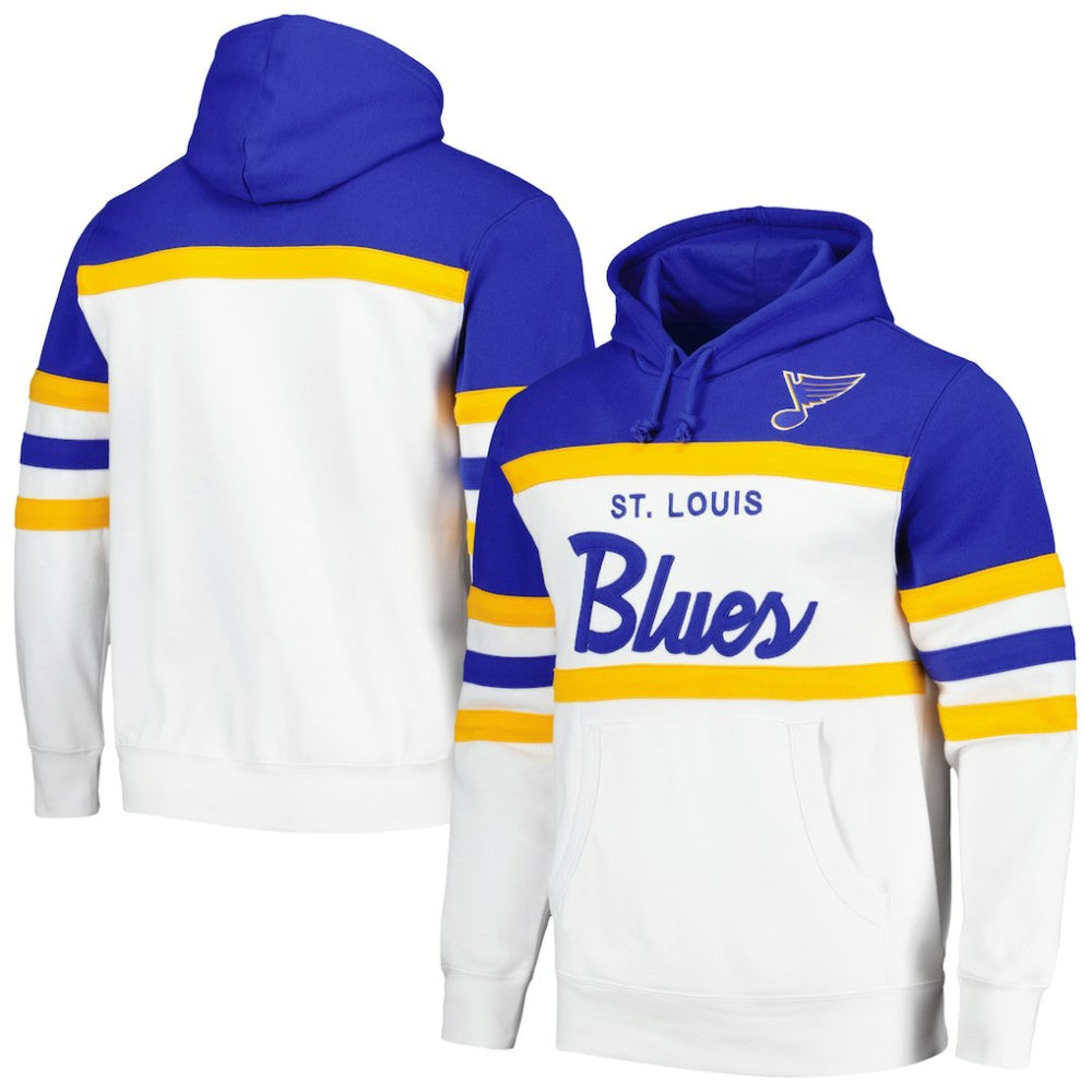St. Louis Blues Mitchell & Ness Head Coach Pullover Hoodie - White/Blue | NHL near me