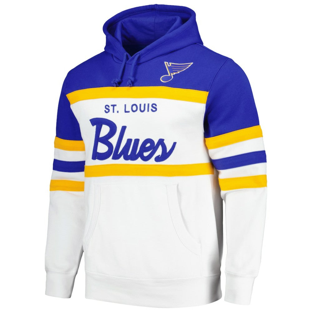 St. Louis Blues Mitchell & Ness Head Coach Pullover Hoodie - White/Blue | NHL near me