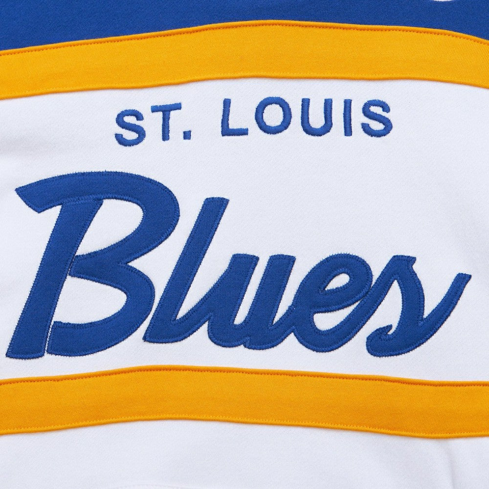 St. Louis Blues Mitchell & Ness Head Coach Pullover Hoodie - White/Blue | NHL near me
