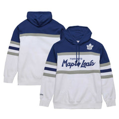 Toronto Maple Leafs Mitchell & Ness Head Coach Pullover Hoodie - White/Blue | NHL Lifestyle