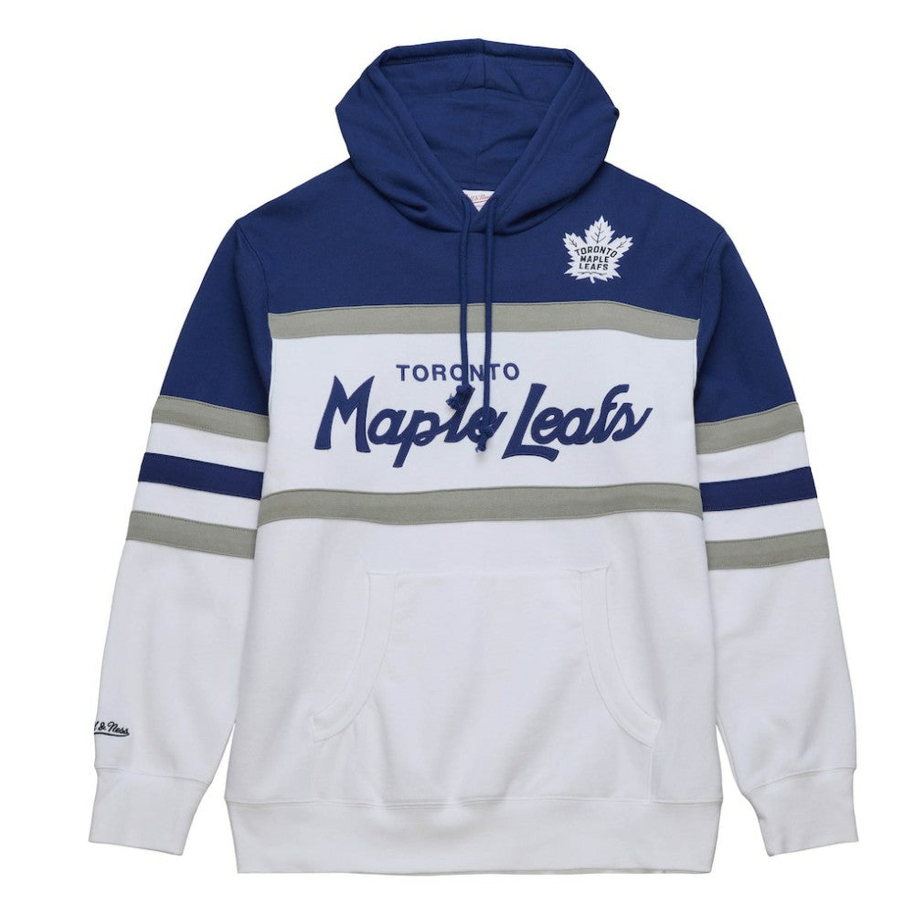 Toronto Maple Leafs Mitchell & Ness Head Coach Pullover Hoodie - White/Blue | NHL Lifestyle