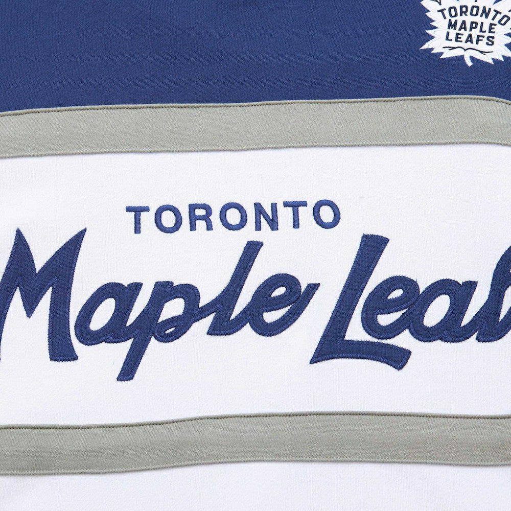 Toronto Maple Leafs Mitchell & Ness Head Coach Pullover Hoodie - White/Blue | NHL Lifestyle