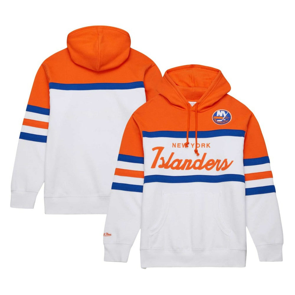 New York Islanders Mitchell & Ness Head Coach Pullover Hoodie - White/Orange | NHL discount