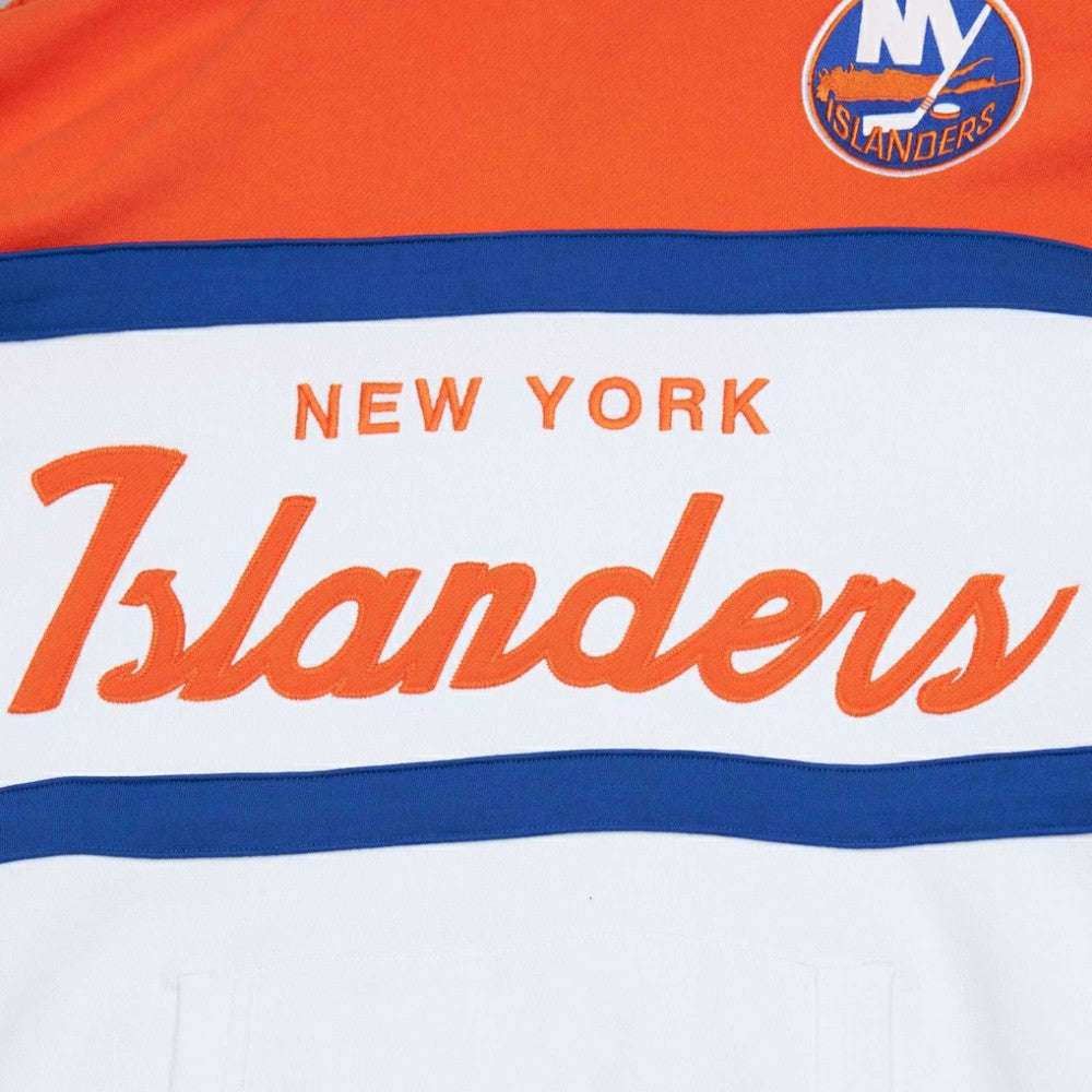 New York Islanders Mitchell & Ness Head Coach Pullover Hoodie - White/Orange | NHL discount