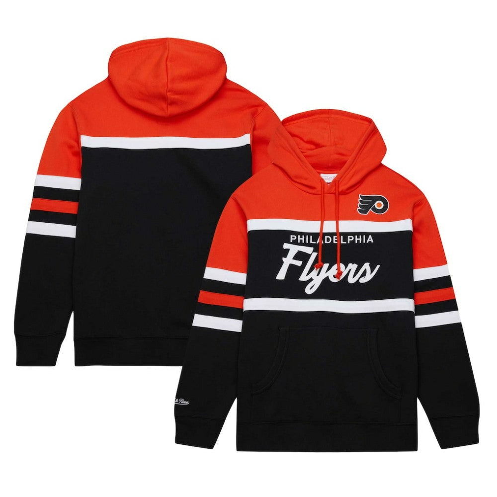 Philadelphia Flyers Mitchell & Ness Head Coach Pullover Hoodie - Black/Orange | NHL Lifestyle